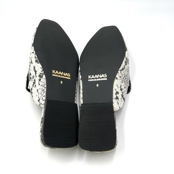 Kaanas Women's Berlin Black Gray Snakeskin Slides Mules Flats Shoes 8 NEW - Picture 9 of 13